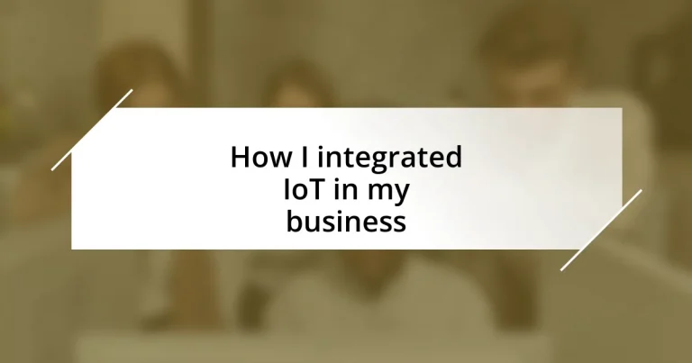 How I integrated IoT in my business