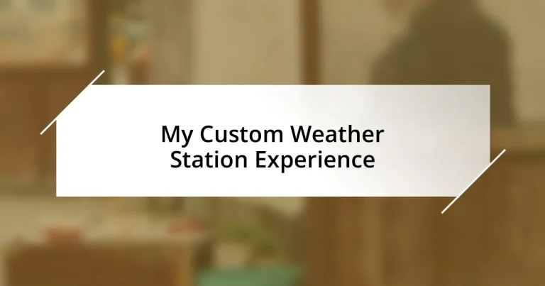 My Custom Weather Station Experience