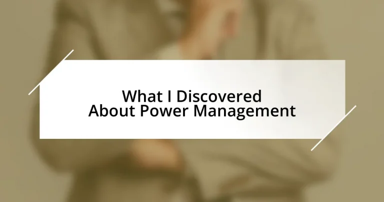 What I Discovered About Power Management