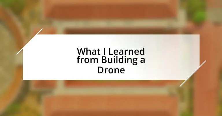 What I Learned from Building a Drone