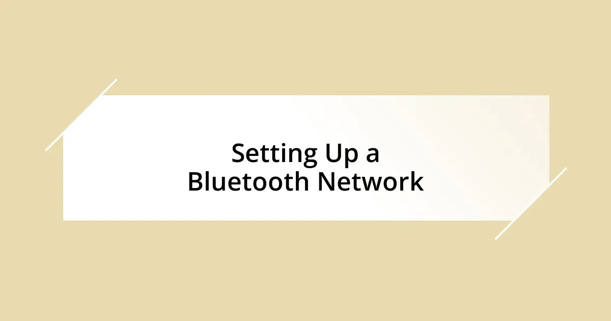 Setting Up a Bluetooth Network