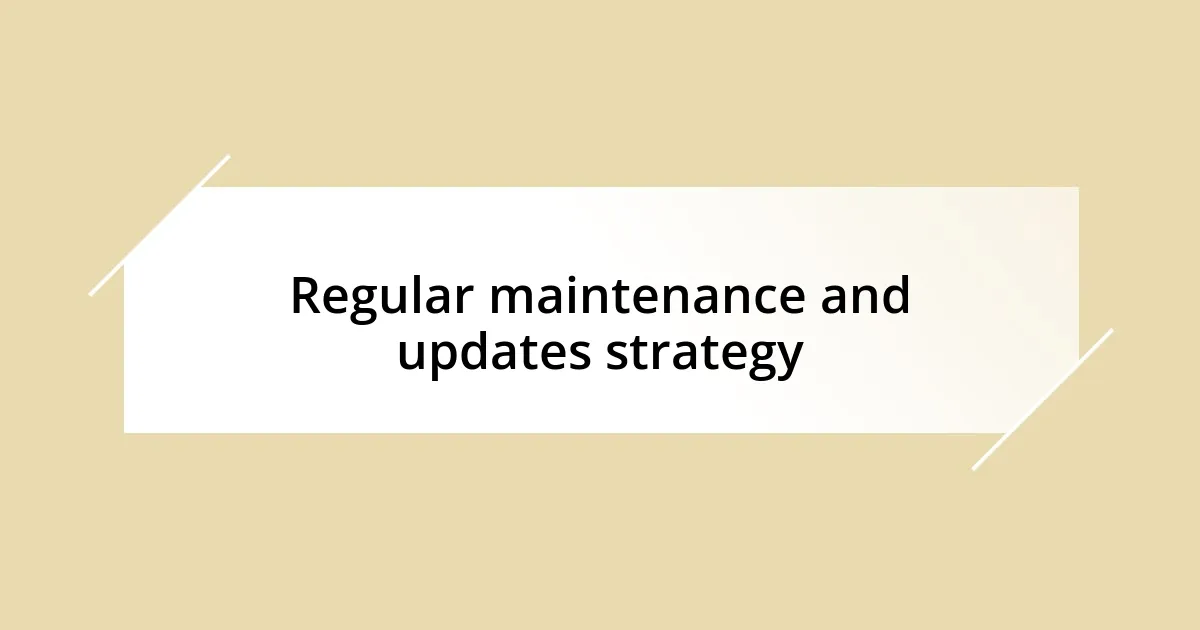 Regular maintenance and updates strategy