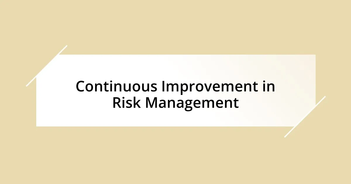 Continuous Improvement in Risk Management