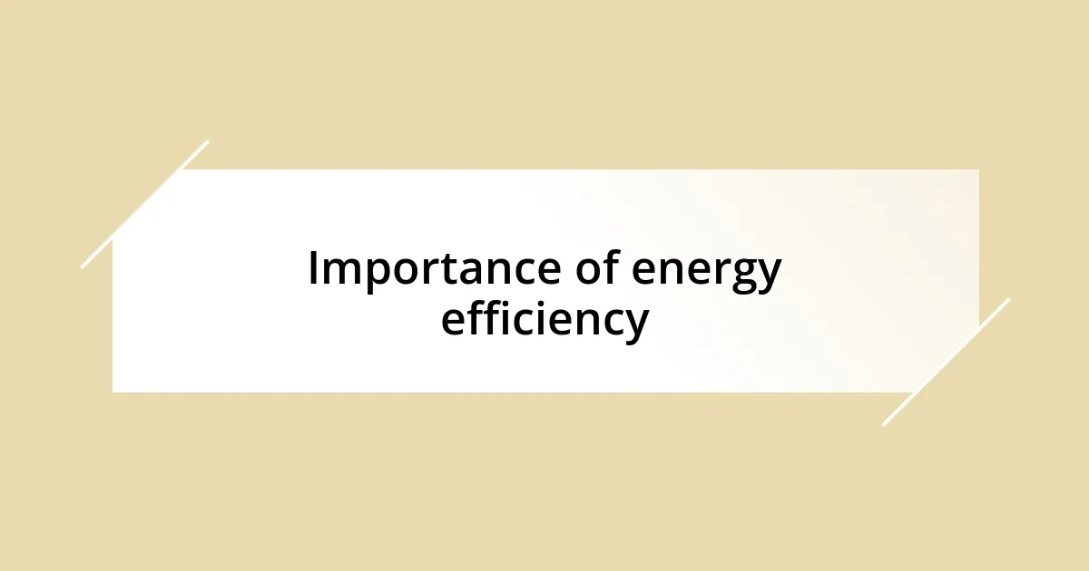 Importance of energy efficiency